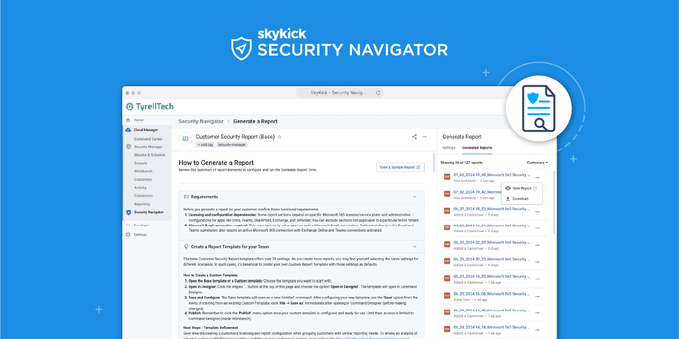 New Security Navigator “Generated Reports” View